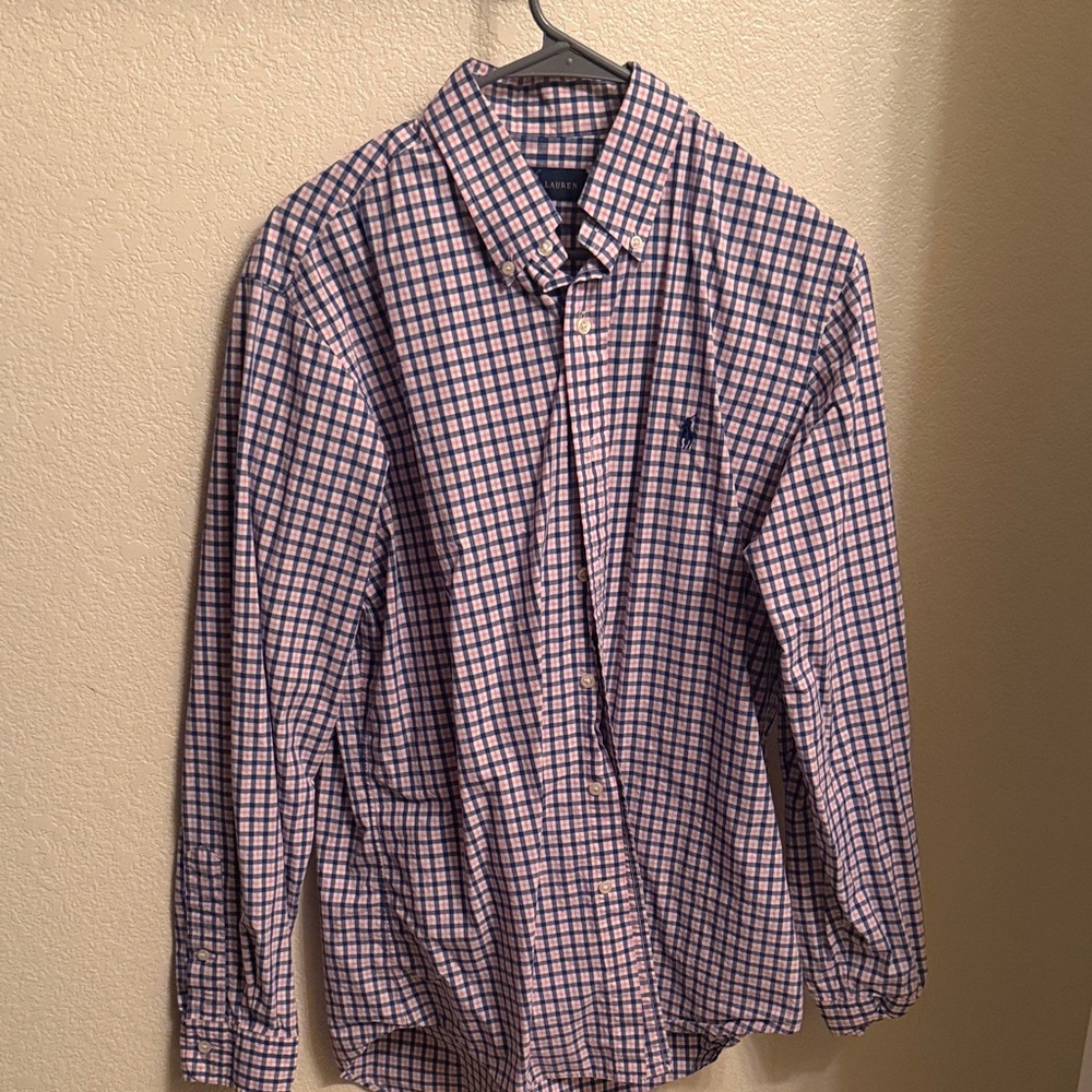 Polo by Ralph Lauren Pink and Blue Checked Button-Down Shirt